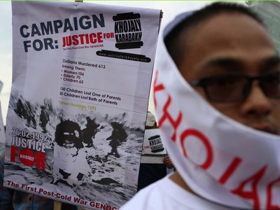 Puluhan Pemuda OKI Demo di Bundaran HI
