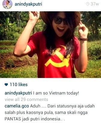 Hindari Konflik Lebih Lanjut, Puteri Indonesia 2015 Hapus Foto Berbaju Palu Arit