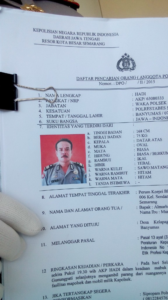 Diburu 10 Hari karena Nyaris Bunuh Kapolsek, di Mana AKP Hadi Sembunyi?