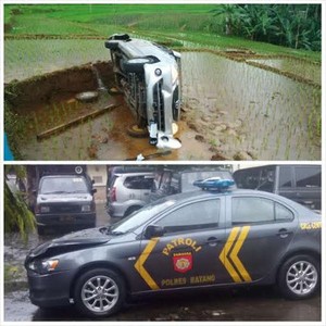 Kejar-kejaran dengan Mobil Patroli, Avanza Ini Akhirnya Nyemplung ke Sawah