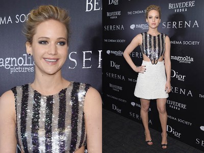 Jennifer Lawrence Berbaju Menerawang di Premiere Serena