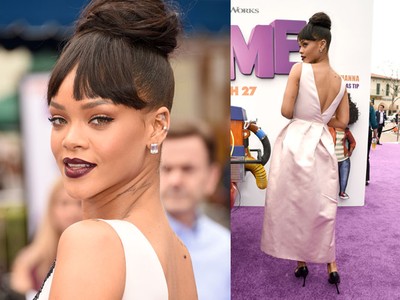 Rihanna Pamer Punggung di Premiere Home