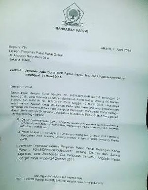 Surati Agung Laksono, Muladi: MPG Pahami dan Hormati SK Menkum HAM