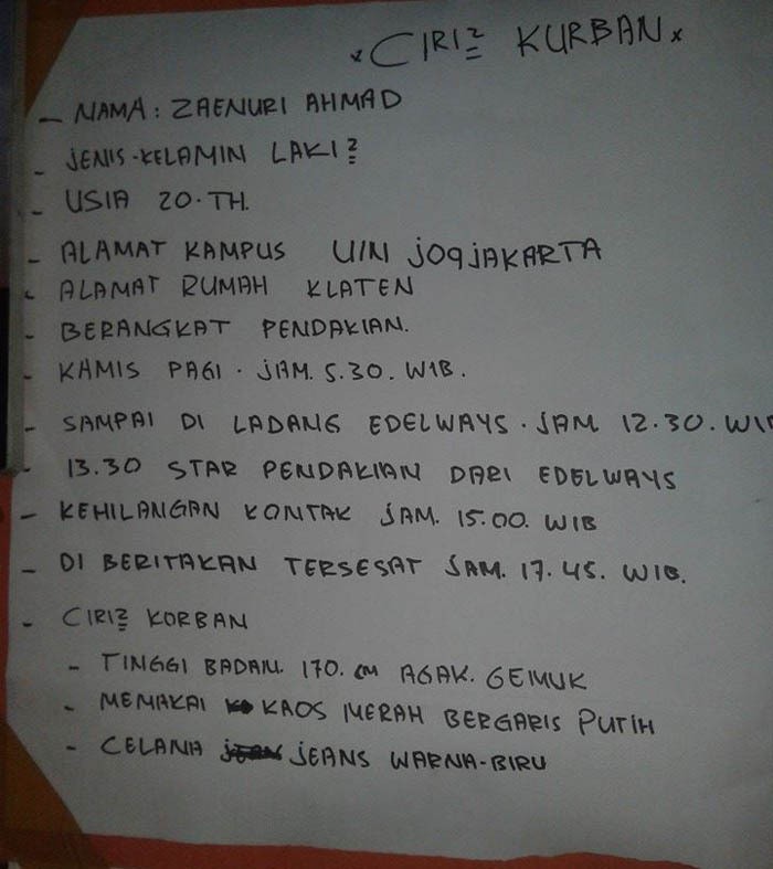 Cuaca Buruk Hadang Pencarian Mahasiswa Yogya yang Hilang di Gunung Sindoro