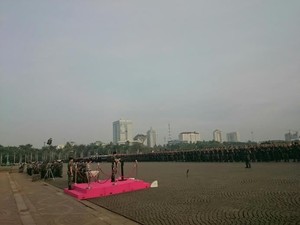 Ribuan Personel TNI-Polri Apel Pengamanan Peringatan KAA di Monas