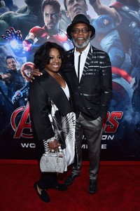 Ajak serta sang istri, LaTanya Richardson, Nick Fury alias Samuel L. Jackson juga eksis di sesi foto. Alberto E. Rodriguez/Getty Images/detikFoto.