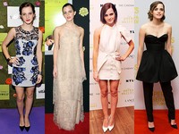 Penampilan Emma saat mempromosikan film 'Perks of Being a Wallflower' di Toronto, Hollywood, New York, dan London pada September 2012. (Jerod Harris/Getty Images For Vitaminwater; Frederick M. Brown/Getty Images; Stephen Lovekin/Getty Images; Ian Gavan/Getty Images)