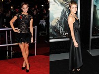 Berubah drastis! Emma tampil dengan rambut yang superpendek di premiere film 'Harry Potter and the Deathly Hallows - Part 1' di London dan New York pada November 2010. (Gareth Cattermole/Getty Images; Stephen Lovekin/Getty Images)