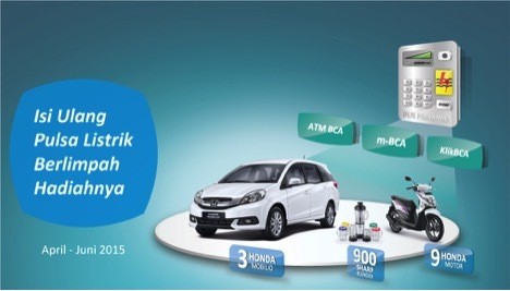 Beli Pulsa Listrik Prabayar Lewat e-Banking BCA, Satu Unit Mobil Menanti
