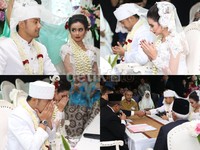 Prosesi akad nikah Hengky Kurniawan dan Sonya Fatmala yang digelar di Hotel Santika, TMII, Jakarta Timur, Kamis (23/4/2015). Asep Syaifullah/detikHOT.
