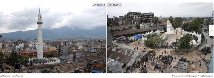Penampakan Before-After Bangunan Bersejarah di Nepal yang Hancur
