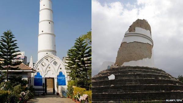 Before-After Bangunan Bersejarah di Nepal yang Hancur