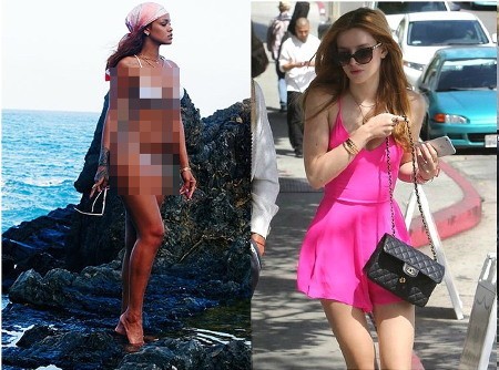 Rihanna Seksi Berbikini di Pantai, Bella Thorne Cantik Serba Pink