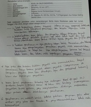Ditulis Tangan, Ini 6 Alasan Novel Tolak Teken Berita Acara Penahanan