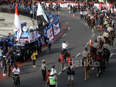 Pengamanan Perayaan May Day di Bundaran HI