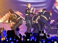 'Super Show 6' Indonesia jadi penampilan perdana Heechul dan Leeteuk setelah bebas dari wajib militer. Pool/Noel/detikFoto.