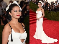 Selena Gomez terlihat cantik bersanggul. Dimitrios Kambouris/Getty Images/detikFoto; Larry Busacca/Getty Images/detikFoto.