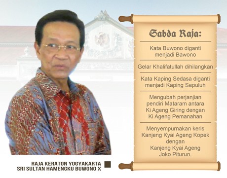 Sabda Sultan Dikhawatirkan Tabrak UU Keistimewaan Yogyakarta