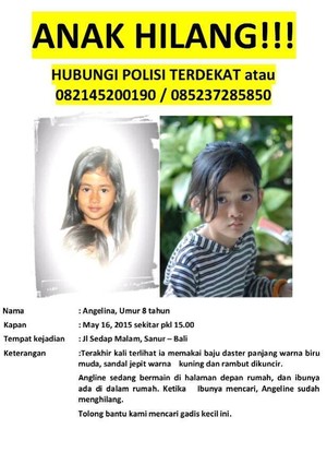 Angeline Hilang di Sanur, Polisi Telusuri Keberadaan Orang Tua Kandung