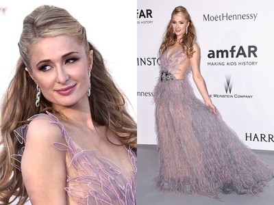 Cantiknya Paris Hilton Bergaun Ungu