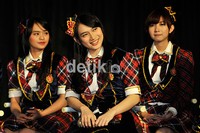 Melody (tengah) tampak sumringah di acara tersebut. Pool/Noel/detikFoto.