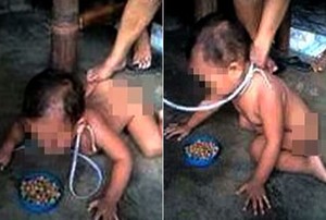 Tega! Ibu Unggah Foto Anaknya yang Diikat Seperti Seekor Anjing