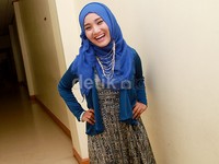 Fatin selalu terlihat ceria. Pool/Gus Mun/detikFoto.