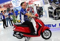 Yamaha Grand Filano dipamerkan di PRJ, Kemayoran, Jakarta, Senin (1/6/2015).
