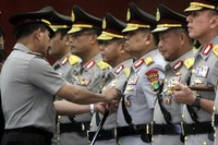 Pelantikan delapan Kapolda dilakukan di Ruang Rapat Utama (Rupatama) Mabes Polri, Jumat (12/6/2015).