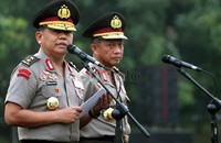 Sementara Unggung juga menyampaikan apresiasi kepada seluruh jajaran dan anggota Polda Metro Jaya yang telah bekerjasama dengannya untuk menciptakan situasi kondusif. Lamhot Aritonang/detikFoto.