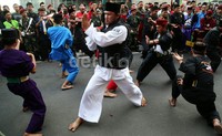 Kirab 1.000 Pendekar dan Gelar Pangsi Betawi diikuti 150 perguruan silat di Jabotabek.