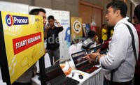 Pengunjung telah datang sejak pagi di acara d'Preneur Spesial Surabaya yang digelar di Dyandra Convention Center.