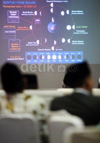 Ahli astronomi Kementerian Agama (Kemenag) memberikan pemaparan dalam sidang isbat untuk menentukan awal Ramadan.