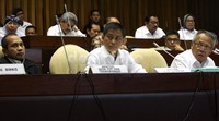 Menteri Perhubungan Ignasius Jonan, Menteri PU dan Pera M. Basoeki Hadimoeljono serta Menteri PDT Marwan Jafar mengikuti rapat kerja dengan Komisi V DPR. Lamhot Aritonang/detikFoto.