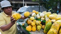     Selama bulan Ramadan, buah blewah banyak diburu oleh warga. Buah itu sering dijadikan campuran minuman segar untuk berbuka puasa. Pool/Suhar Bimar/detikFoto.