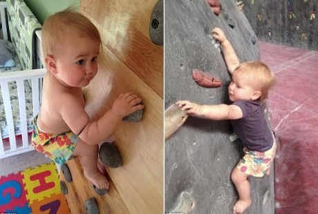 Wow! Bayi Ini Sudah Bisa Memanjat Dinding Sebelum Berjalan