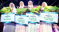 Bella Almira (dua dari kanan) keluar sebagai juara pertama. Sementara juara ke-3 diraih oleh Devi, juara ke-2 diraih Ninda, dan pemenang favorit adalah Sabrina.