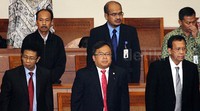 Menkeu Bambang Brodjonegoro menghadiri sidang paripurna membahas pengambilan keputusan pencabutan Peraturan Pemerintah Pengganti Undang-undang No 4 tahun 2008 tentang Jaring Pengaman Sistem Keuangan (JPSK). Pool/Lamhot Aritonang/detikFoto.