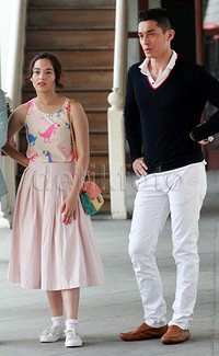 Chelsea pun sangat menikmati momen syuting film 'Love You.. Love You Not' bersama Miller Khan. Pool/Gus Mun/detikFoto.