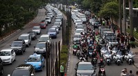 Kemacetan parah tejadi di gedung KPK Jakarta, Kamis (9/7/2015).