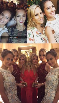 Pevita Pearce eksis bareng Jessica Alba, bintang 'Glee' Dianna Agron dan bintang film 'Now You See Me' Mélanie Laurent di acara pembukaan butik baru Tory Burch di Paris, Prancis. (Instagram/pevpearce)