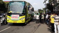 Bus-bus tersebut diberangkatkan dari depan kantor PBNU, Jl Kramat Raya, Jakarta.