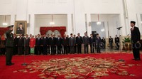 Acara yang digelar di dalam Istana Negara ini dihadiri juga oleh Wakil Presiden Jusuf Kalla, Jakarta, Rabu (15/7/2015). Termasuk juga Ketua DPR Setya Novanto dan Ketua DPD Irman Gusman.