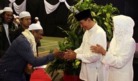 Presiden Direktur PT Freeport Indonesia Maroef Sjamsoeddin berhalalbihalal bersama lebih dari 2.00 karyawan muslim dan non-muslim beserta keluarga di Sport Hall Tembagapura, Kabupaten Mimika, Papua. Istimewa/dok PT Freeport.