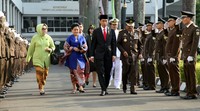 Presiden Joko Widodo (Jokowi) menjadi inspektur upacara Peringatan Hari Bhakti Adhyaksa ke-56 di Gedung Kejaksaan Agung (Kejagung).