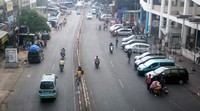 Lalu lintas di depan pasar juga sepi dan lancar. Lamhot Aritonang/detikFoto.