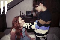 Tak hanya dengan Kai, Krystal juga intim dengan Taemin. (W Korea/Min Hee Jin)