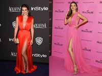 Lea Michele dan Miranda Kerr terlihat sangat seksi dalam balutan dress rancangan Emanuel Ungaro. Jason Merritt/Andreas Rentz/Getty Images/detikFoto.