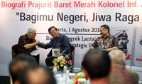 Agum gumelar hadir dalam acara peluncuran buku biografi kolonel inf. Agus Hernoto yang berjudul 'Bagimu Negeri, Jiwa Raga Kami'.