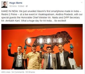 Hugo Barra Pamer Ponsel Xiaomi Made in India